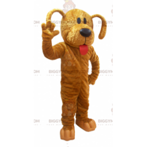 Big Tongue Giant Brown Dog BIGGYMONKEY™ Maskottchen-Kostüm -