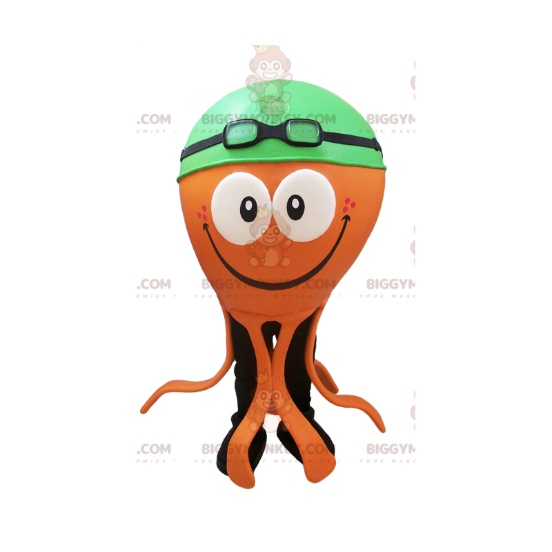 Kostým maskota oranžové chobotnice BIGGYMONKEY™ se zelenou