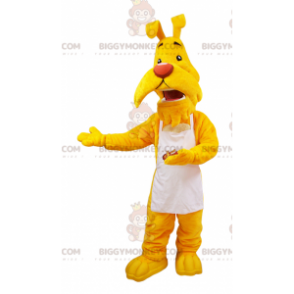 BIGGYMONKEY™ Costume da mascotte cane giallo baffi vestito con
