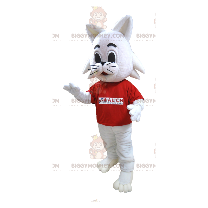 Costume de mascotte BIGGYMONKEY™ de chat blanc de lapin de la