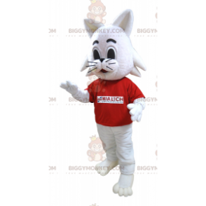 Costume de mascotte BIGGYMONKEY™ de chat blanc de lapin de la