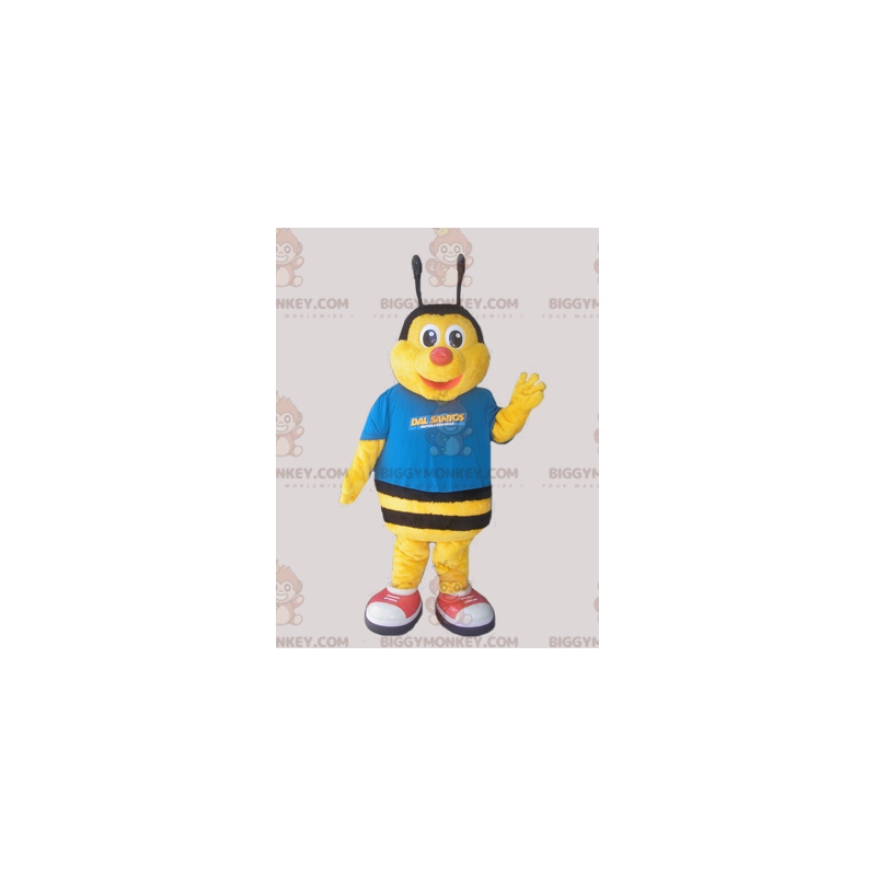 Fantasia de mascote BIGGYMONKEY™ de abelha amarela e preta