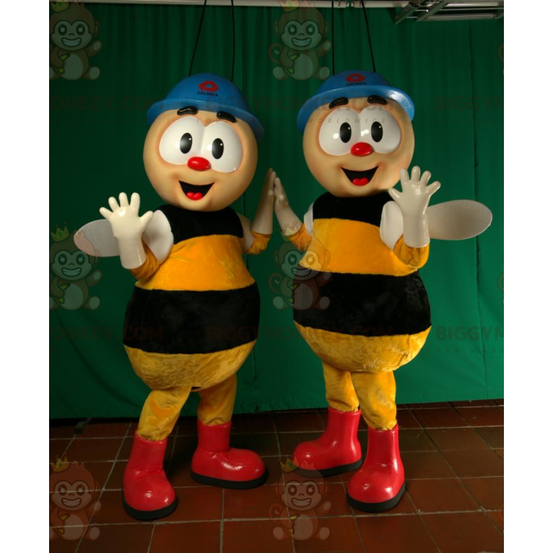 2 BIGGYMONKEY™s worker bee mascot with helmet – Biggymonkey.com