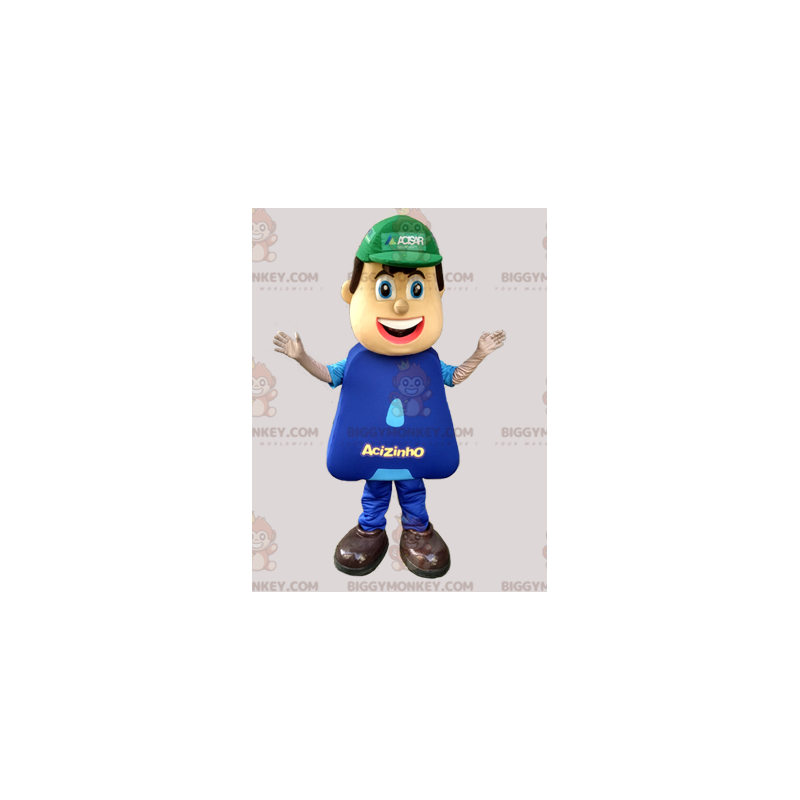 Plumber Worker BIGGYMONKEY™ Mascot Costume Blue Dressed –