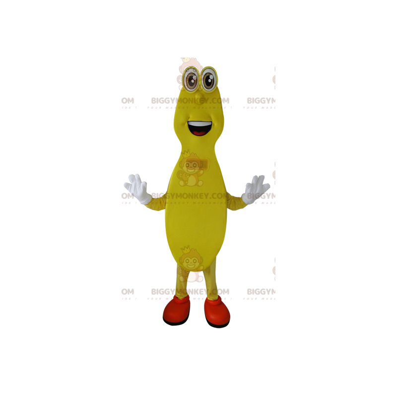 Kostým s úsměvem vytáhlého žlutého muže BIGGYMONKEY™ s maskotem