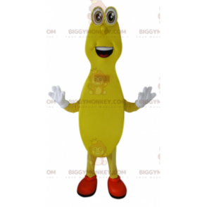 Costume da mascotte sorridente allampanato uomo giallo