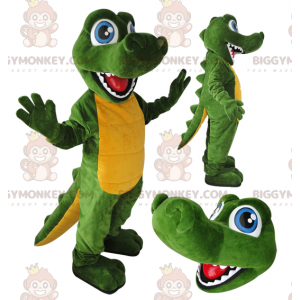 Costume da mascotte BIGGYMONKEY™ coccodrillo verde e giallo