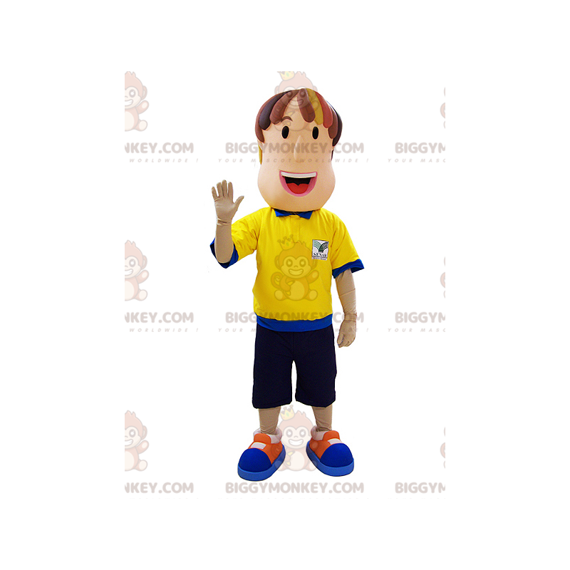 Referee Man BIGGYMONKEY™ Mascot Costume with Blue and Yellow