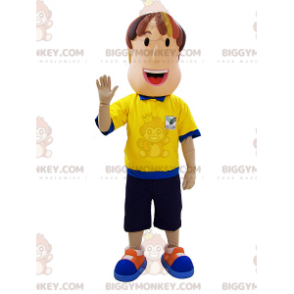 Referee Man BIGGYMONKEY™ Mascot Costume with Blue and Yellow