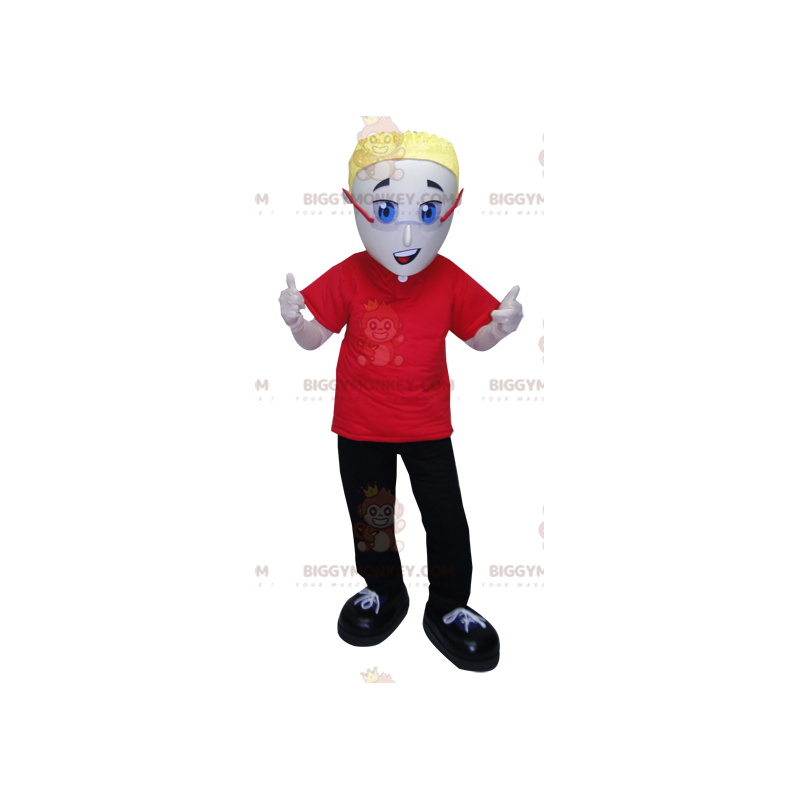 BIGGYMONKEY™ Costume da mascotte da uomo vestito di rosso e