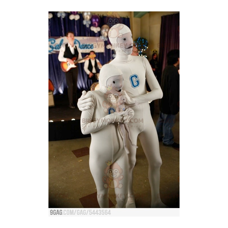2 futuristiske hvide jakkesæt til par - Biggymonkey.com