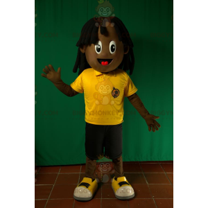Traje de mascote BIGGYMONKEY™ para menino afro-americano. Traje