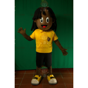 African American boy BIGGYMONKEY™ mascot costume. BIGGYMONKEY™