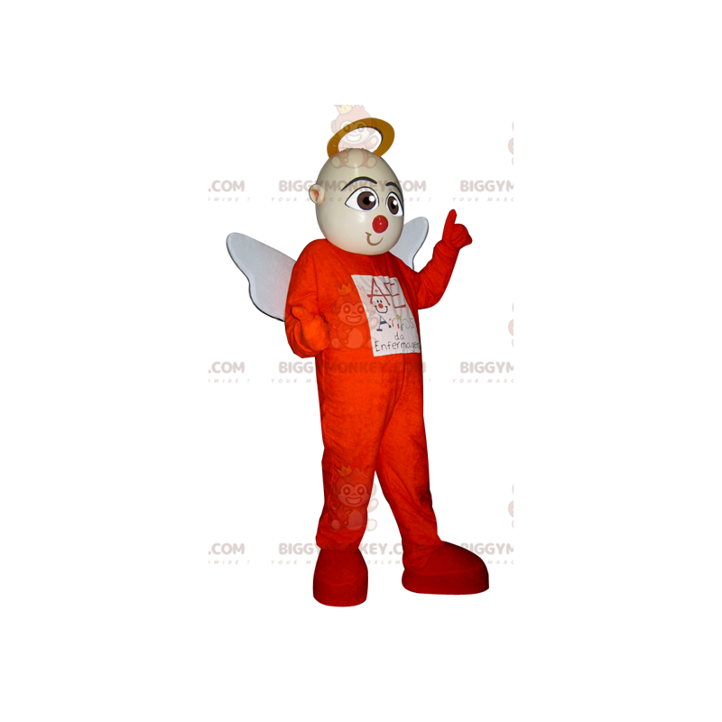 BIGGYMONKEY™ Mascot Costume of Angel in Orange Outfit with