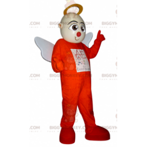 BIGGYMONKEY™ Mascot Costume of Angel i orange outfit med vita