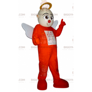 Disfraz de mascota BIGGYMONKEY™ de ángel con traje naranja y