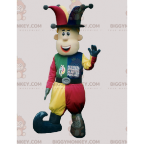 Colorful Tumbler Jester BIGGYMONKEY™ Mascot Costume -