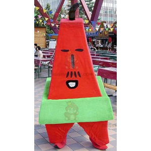 Disfraz de mascota gigante rojo y verde letra A BIGGYMONKEY™ -
