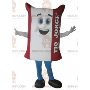 Costume mascotte BIGGYMONKEY™ con borsa gigante di riso bianco