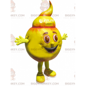Oranje en gele ronde sneeuwpop BIGGYMONKEY™ mascottekostuum -