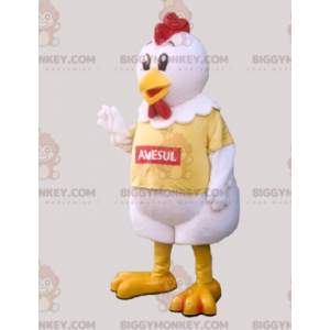 Costume de mascotte BIGGYMONKEY™ de poule de coq géant blanc