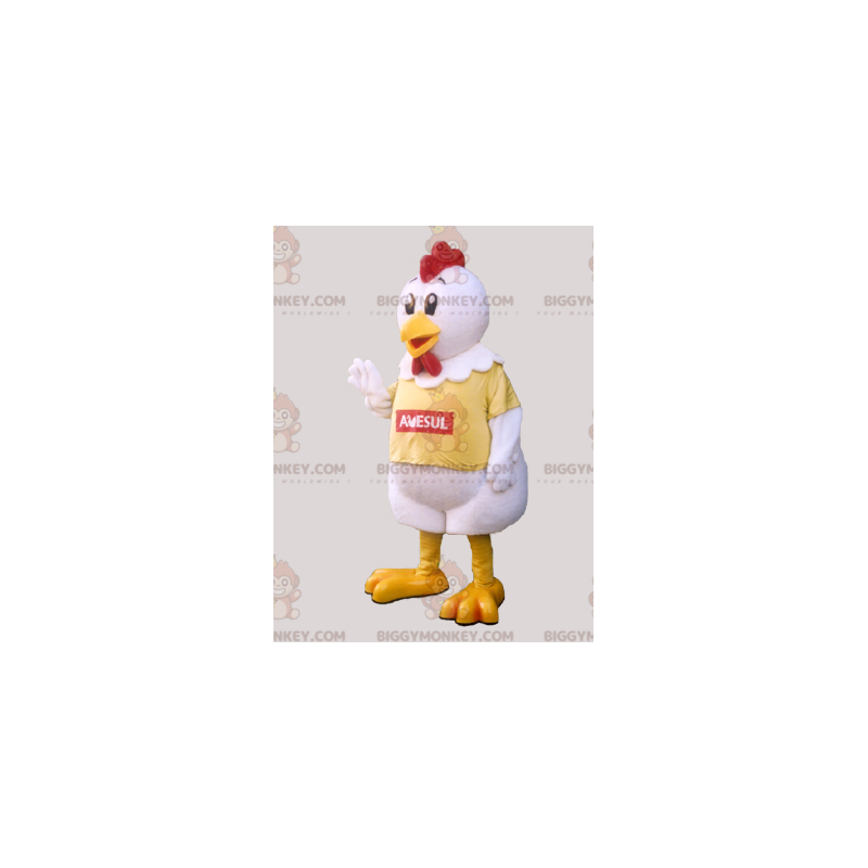 Costume de mascotte BIGGYMONKEY™ de poule de coq géant blanc