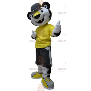 Costume mascotte BIGGYMONKEY™ tigre ghepardo bianco e nero -