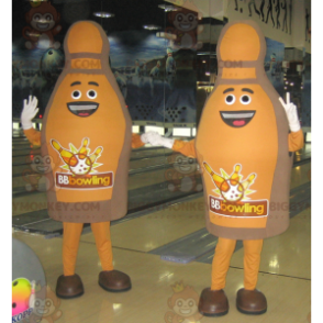 2 BIGGYMONKEY™s Smiling Brown Bowling Skittles Mascot –