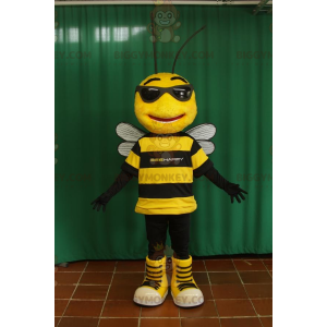Costume da mascotte BIGGYMONKEY™ ape gialla e nera con occhiali