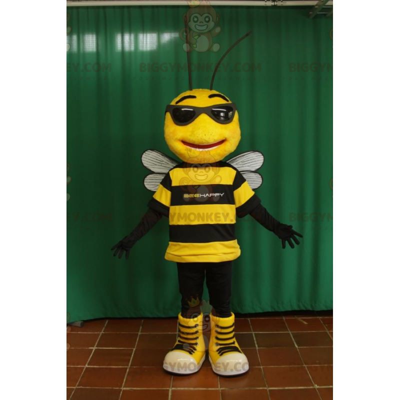 Costume da mascotte BIGGYMONKEY™ ape gialla e nera con occhiali