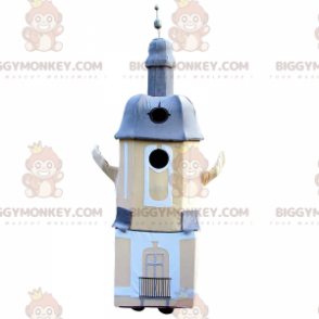 Beige en blauw monument kerk vuurtoren BIGGYMONKEY™ mascotte