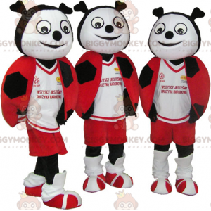 3 BIGGYMONKEY's mascotte rood-zwart-wit lieveheersbeestjes -