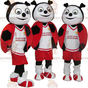 3 BIGGYMONKEY™s mascot red black and white ladybugs –