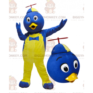 Costume da mascotte BIGGYMONKEY™ uccello blu e giallo con