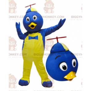 Costume de mascotte BIGGYMONKEY™ d'oiseau bleu et jaune avec un