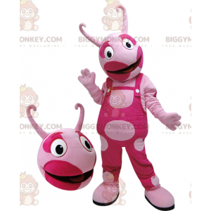 Costume de mascotte BIGGYMONKEY™ de créature rose bicolore.