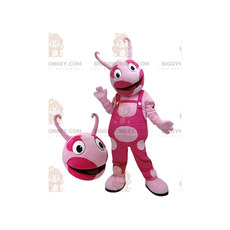 Traje de mascote BIGGYMONKEY™ de criatura rosa em dois tons.