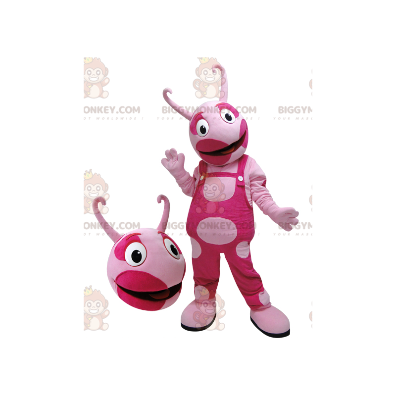 Tvåfärgad rosa varelse BIGGYMONKEY™ maskotdräkt. Rosa