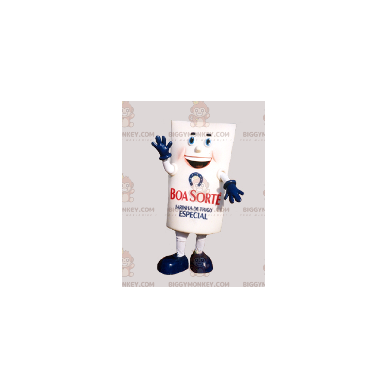 White and Blue Giant Flour Packet BIGGYMONKEY™ Mascot Costume –