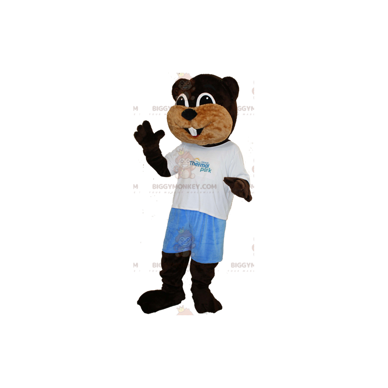 Soft and Cute Brown and Beige Beaver BIGGYMONKEY™ Mascot