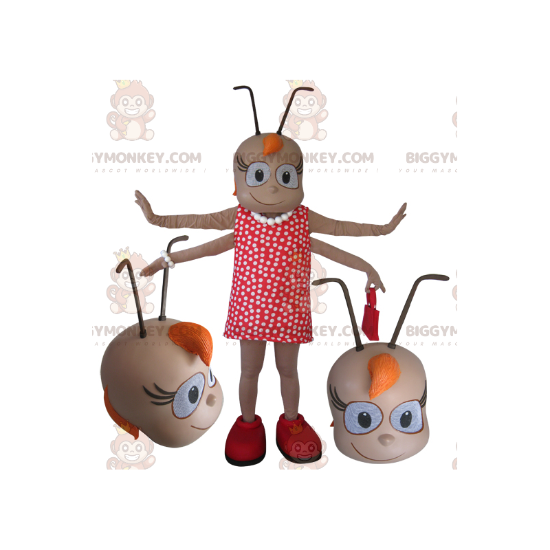 BIGGYMONKEY™ vrouwelijke 4-armige insectenmascotte kostuum met