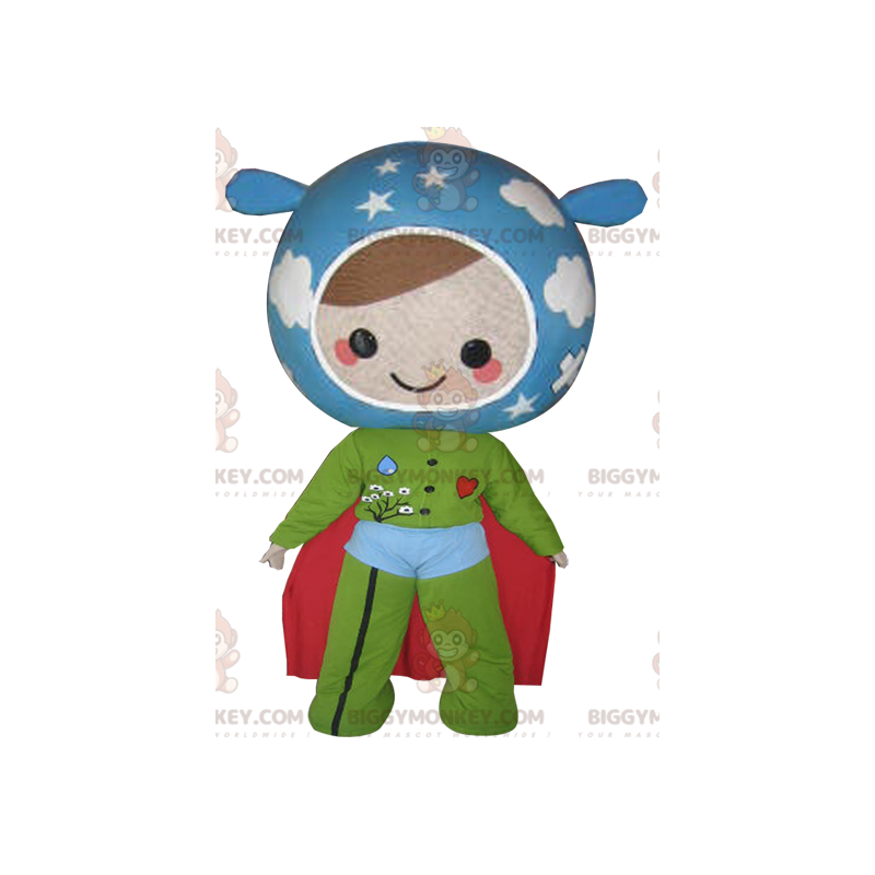 BIGGYMONKEY™ doll mascot costume in Earth colors. Super hero –