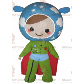 BIGGYMONKEY™ doll mascot costume in Earth colors. Super hero –