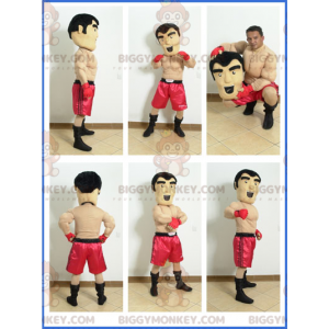 BIGGYMONKEY™ Maskottchenkostüm Hemdloser Boxer mit roten Shorts