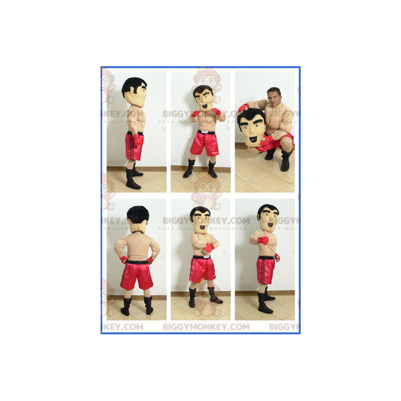 Costume de mascotte BIGGYMONKEY™ de boxeur torse-nu avec un