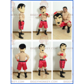 BIGGYMONKEY™ maskotkostume skjorteløs boxer med røde shorts -