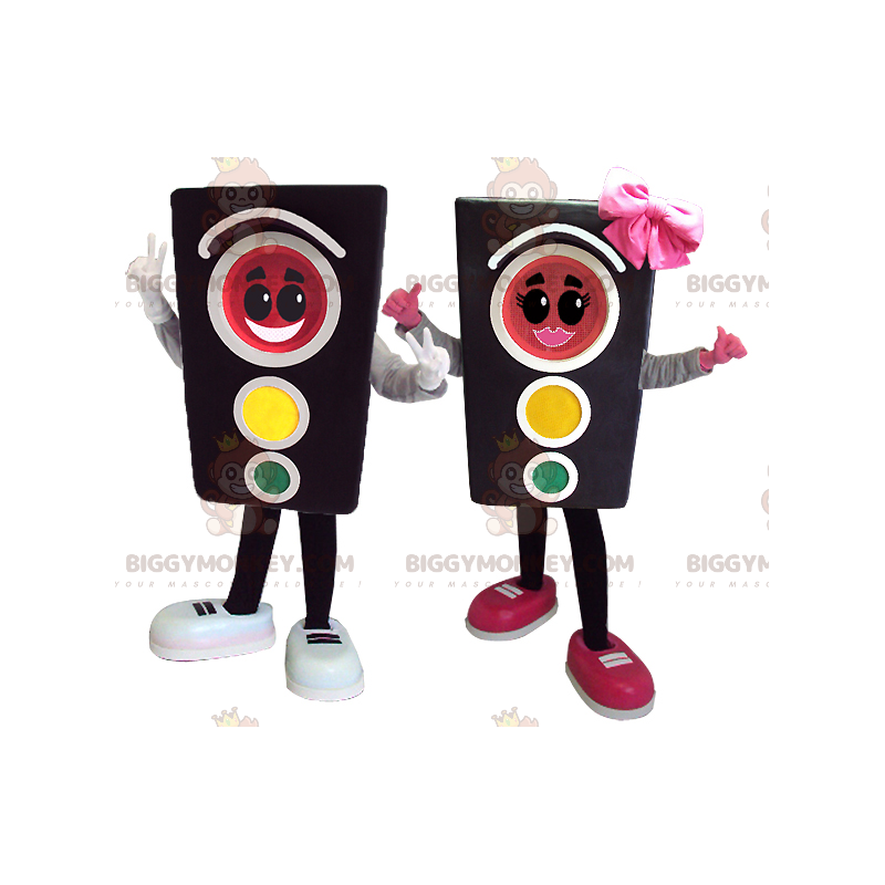 2 maskot semaforu BIGGYMONKEY™ je dívka a chlapec –