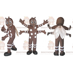 Costume de mascotte BIGGYMONKEY™ de moustique marron et blanc