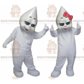 Duo de mascottes BIGGYMONKEY™ de bonshommes blancs une fille et