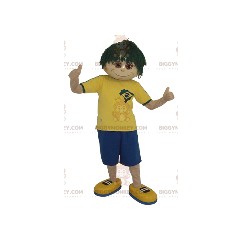 BIGGYMONKEY™-mascottekostuum voor jongens met groene pruik -